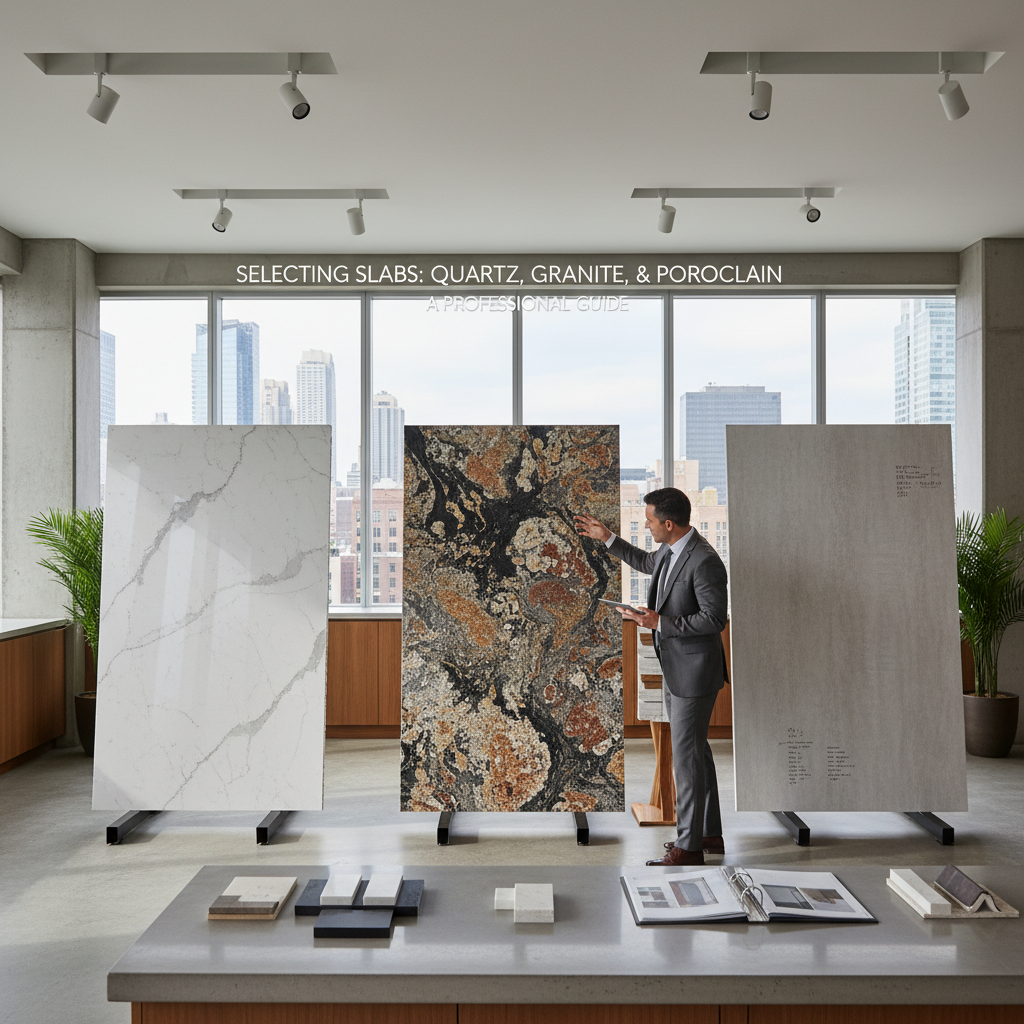 A stack of carefully crated stone slabs being prepared for delivery at the Oakland distribution center.