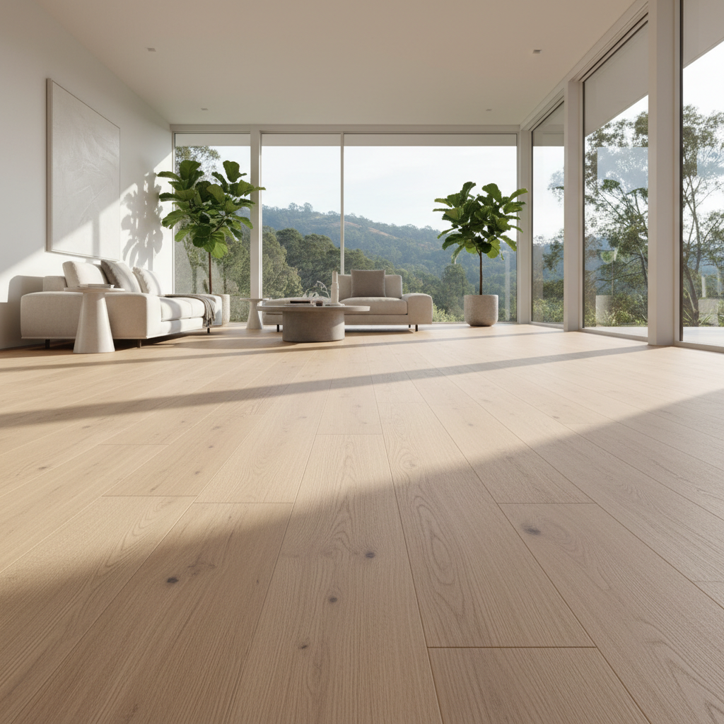 Cross-section detail of high-quality SPC flooring showing multiple layers